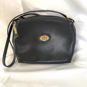 Vintage Gucci Black Buttery Leather Gold Tags Crossbody Purse
